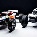 RC카 구매 가이드 - RC Car Types Comparison**
"A split-screen image. Left side: A detailed, slightly dirty, gas-powered...