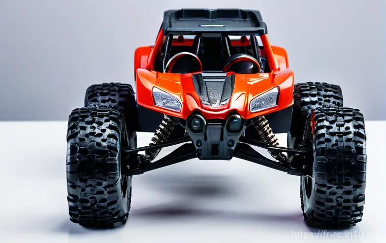 RC카 중고 거래 팁 - **Prompt:** A high-definition, photorealistic image of a used RC (Remote Control) buggy, meticulousl...