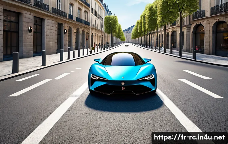 RC카와 로봇 기술의 접목 - A sleek modern RC car equipped with visible gyroscopes, accelerometers, and distance sensors, naviga...