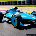 RC카 관련 영화 및 콘텐츠 - A high-tech brushless RC car racing on a smooth closed circuit in bright daylight, showcasing sleek ...