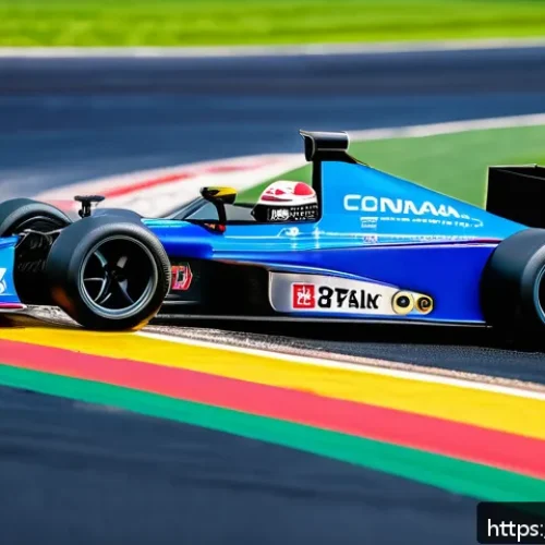 RC카 전문가 인터뷰 - A detailed close-up of a high-performance radio-controlled racing car on a smooth asphalt track, sho...